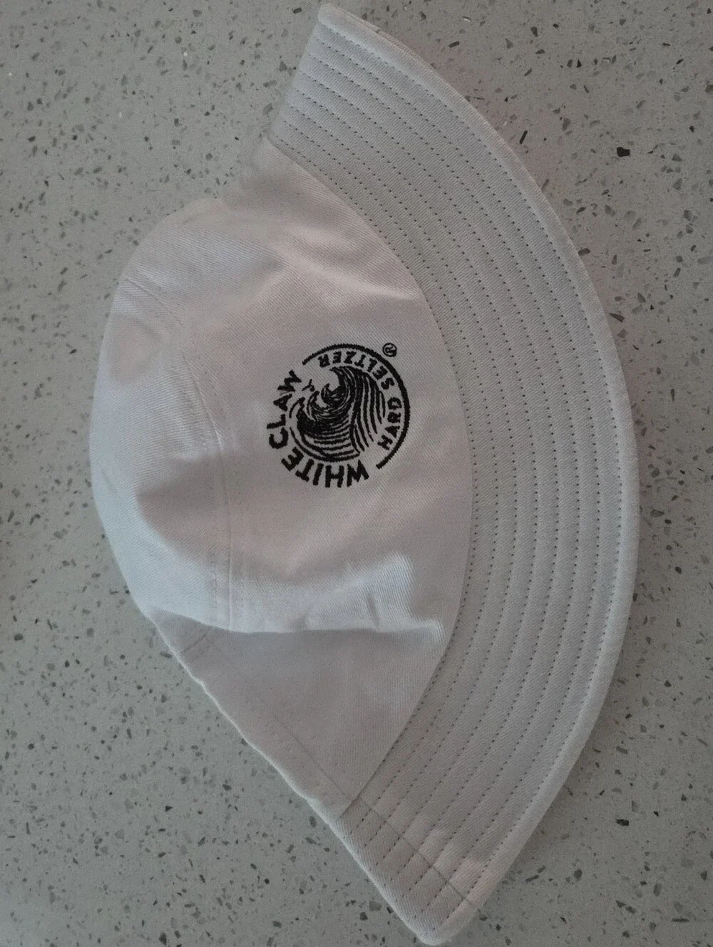 White Claw Embroidered White Bucket Hat